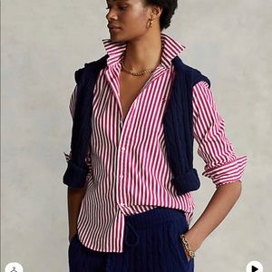 Polo Ralph Lauren | Classic Fit Striped Button Up Shirt | Pink & White | 12 (L)
